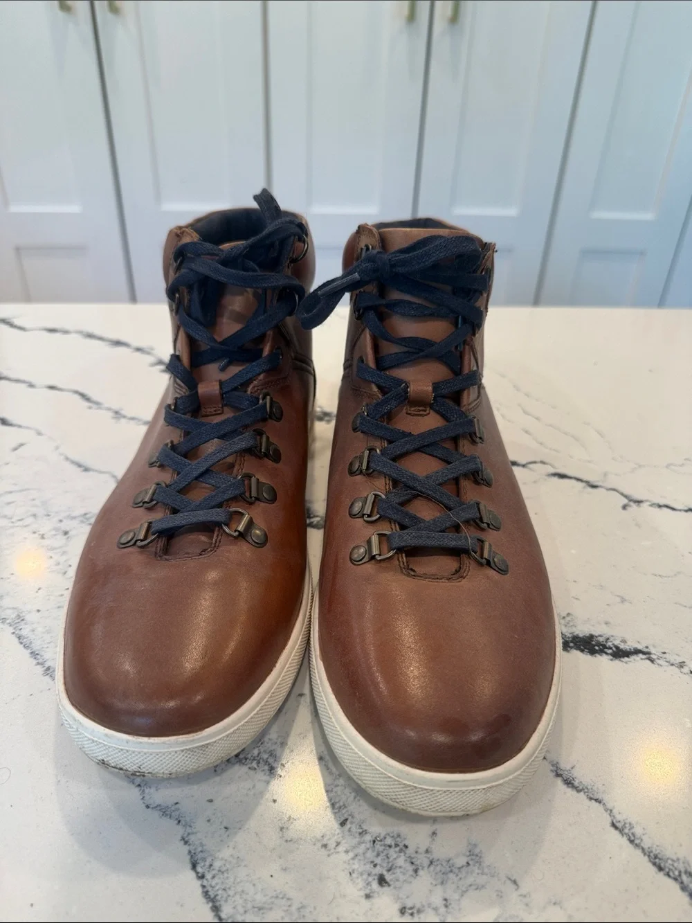 Joe's Jeans Brown Leather Chukka Boots with Navy Laces